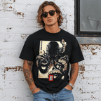 Japanese Octopus T Shirt Dark Art Print Graphic Streetwear Casual Tee Top