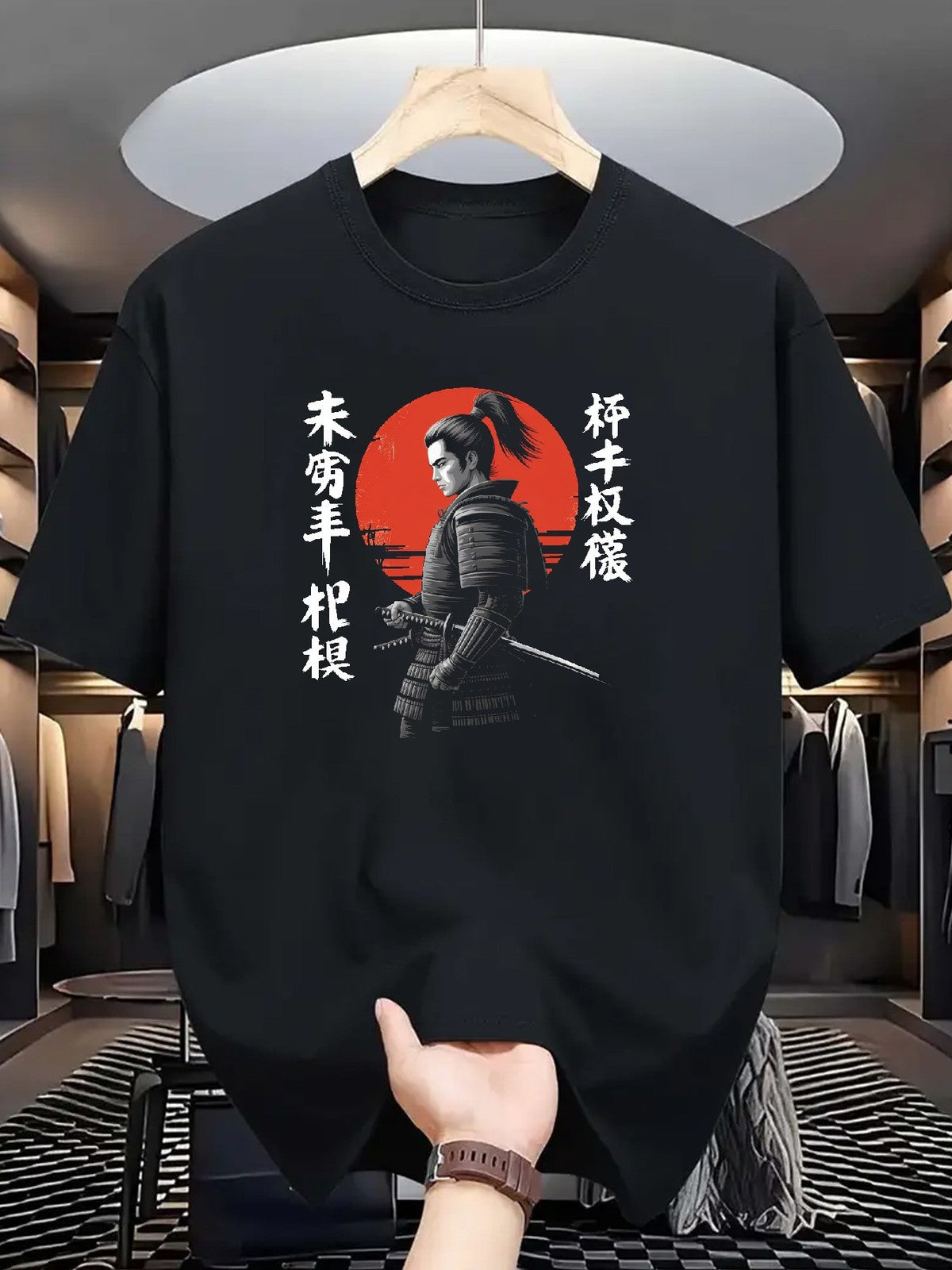 Japanese Samurai Warrior Graphic T-Shirt Red Armor Gothic Streetwear Tee