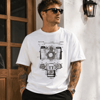 Vintage Camera Blueprint Graphic T-Shirt Photographer Retro Film Tee