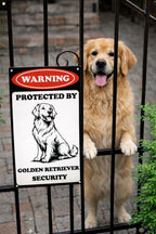 Golden Retriever Security Metal Sign: Dog Owner Front Door Decor
