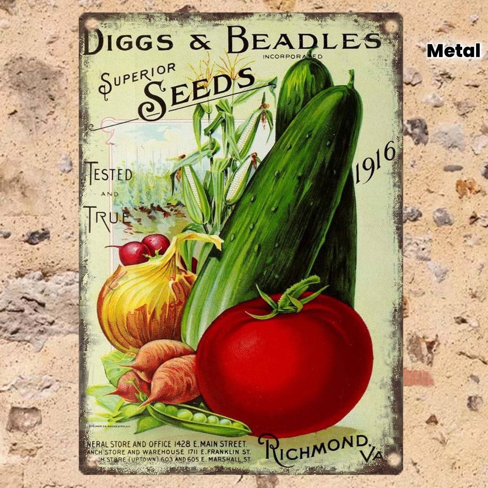 Diggs & Beadles Seed Co. Metal Sign - Vintage Vegetable Tin Wall Art Decor