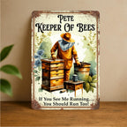 Beekeeper Metal Tin Sign Bee Garden Wall Decor Rustic Outdoor Plaque