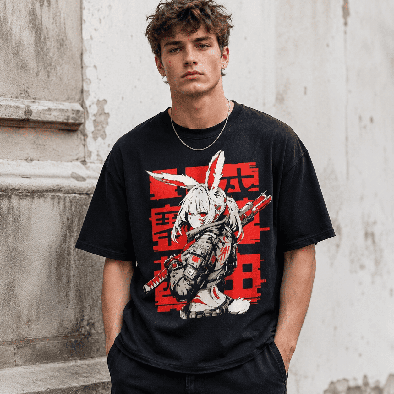 Cyberpunk Bunny Girl Anime Graphic T-Shirt Harajuku Techwear Streetwear Tee