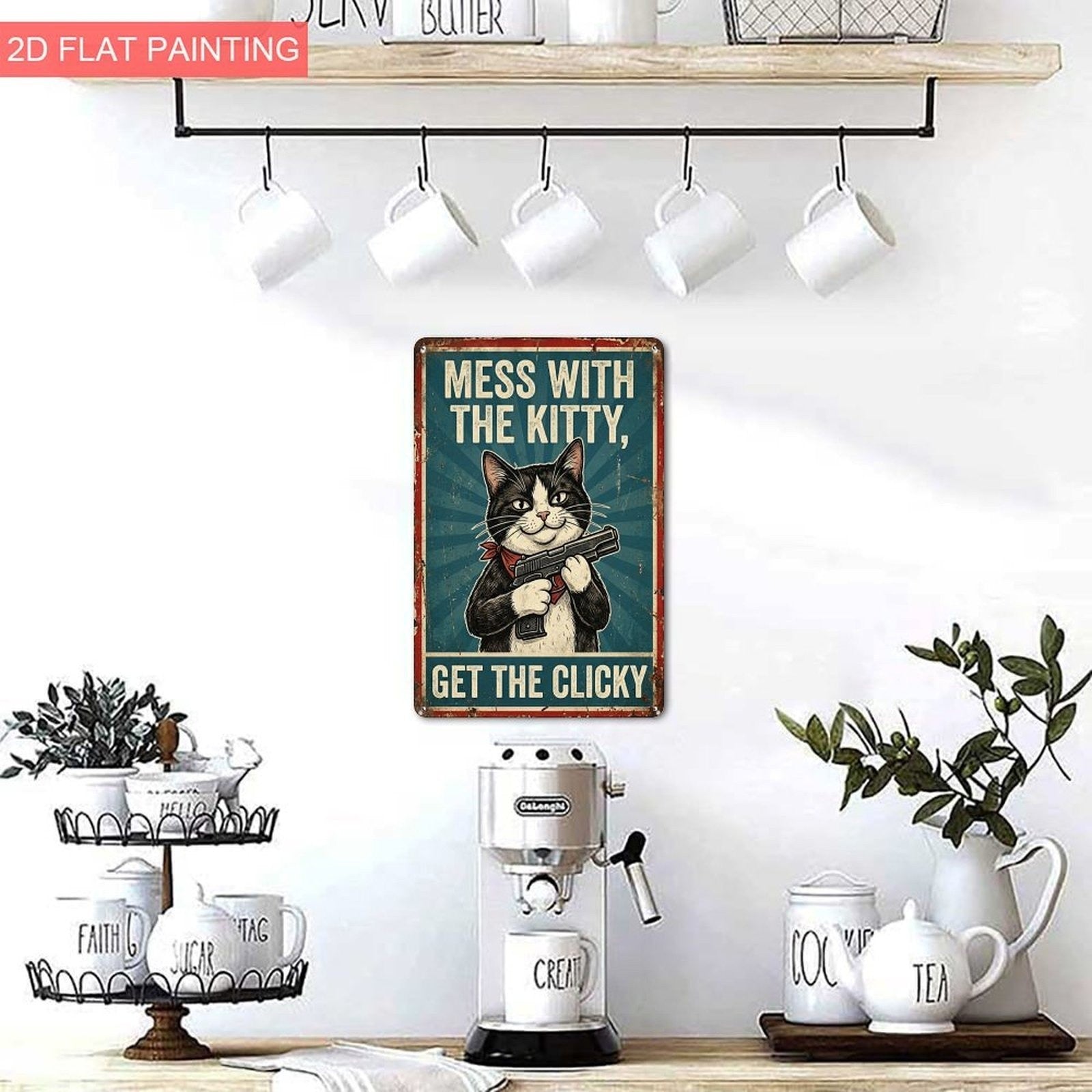 Mess With The Kitty Metal Sign - Funny Cat Tin Wall Art Decor Plaque