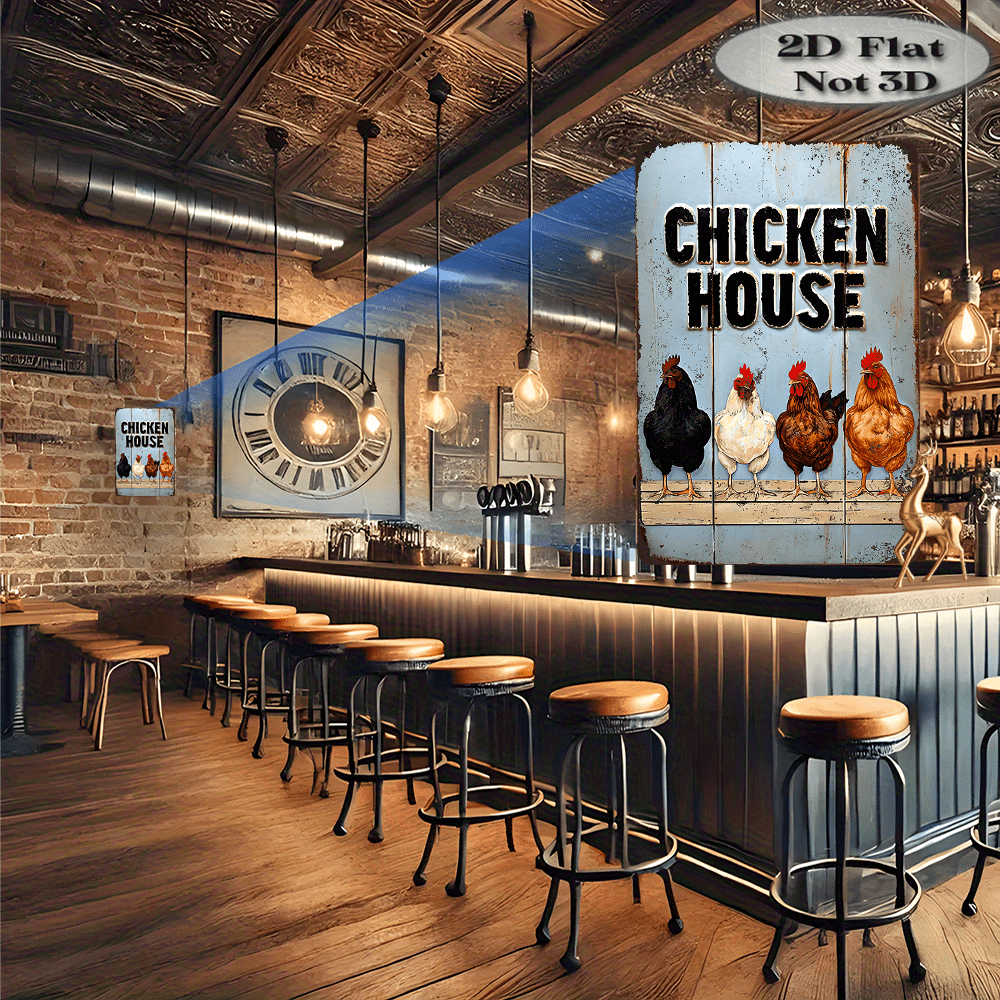 "Chicken House" Metal Sign - Farmhouse Style Tin Wall Art Decor Plaque