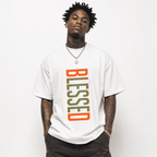 Blessed Shirt Vertical Text Graphic Tee Men Streetwear Casual T-Shirt