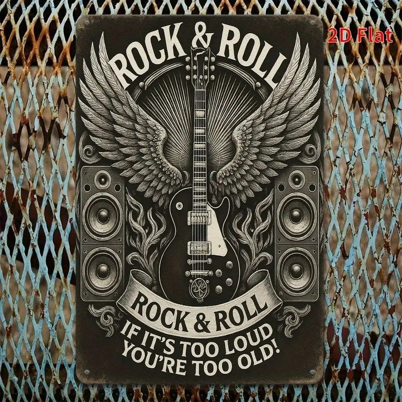 Classic Rock Music Tin Sign - Electric Guitar Metal Poster Wall Art Decor