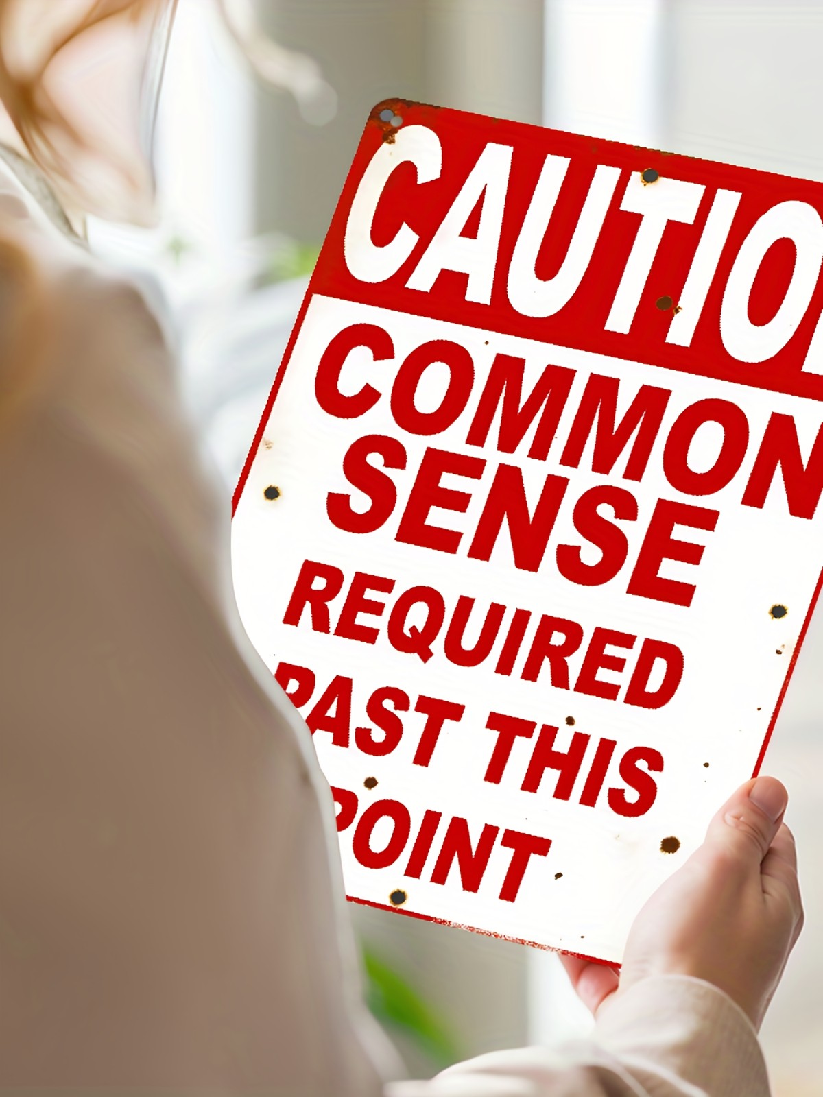 Funny Caution Common Sense Metal Sign - Sarcastic Garage Workshop Tin Decor
