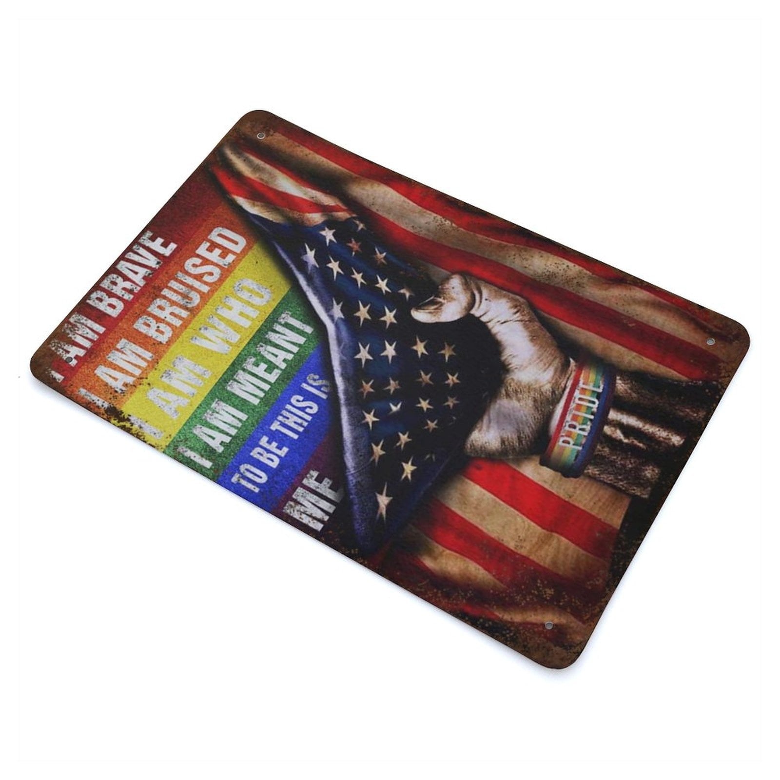 Patriotic Pride Metal Sign Retro This Is Me USA Flag Rainbow Tin Sign