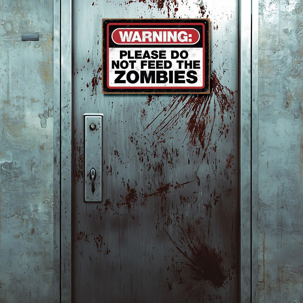 Warning Please Do Not Feed The Zombies Metal Sign Funny Apocalypse Wall Decor