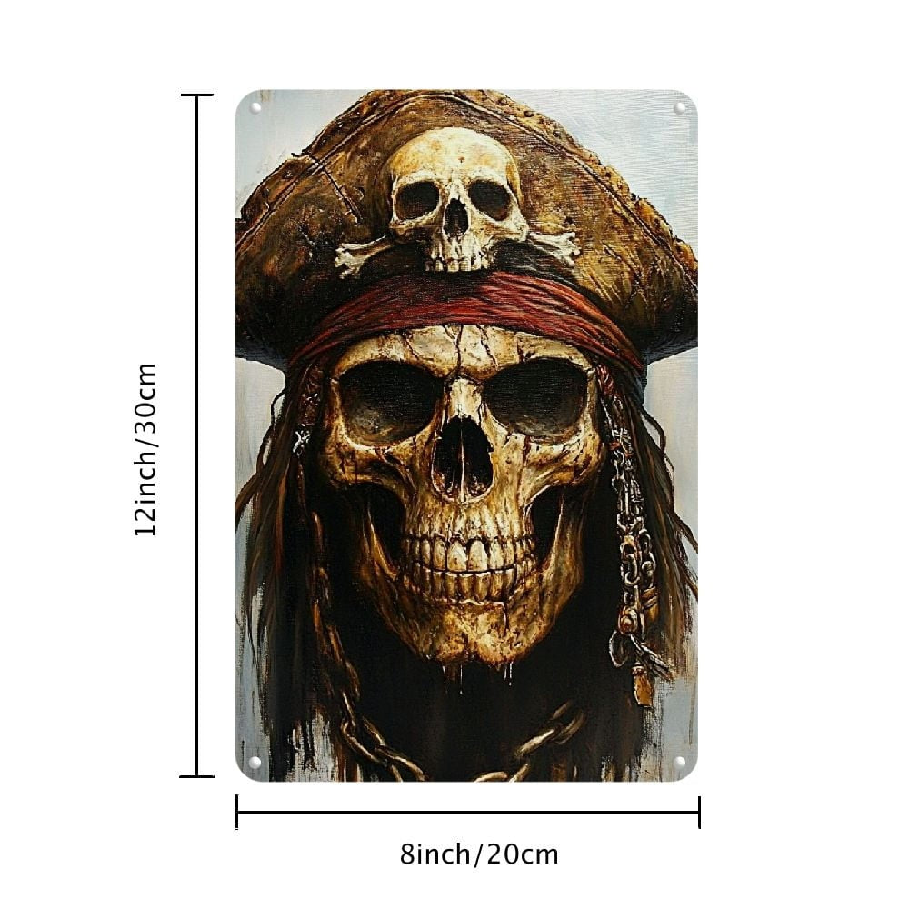 Pirate Skull Crossbones Tin Sign Retro Gothic Halloween Man Cave Wall Art