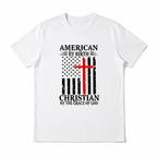 American Christian Faith T-Shirt - Patriotic Flag Cross Graphic - Religious Tee