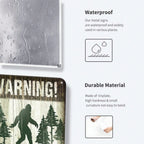 Funny Bigfoot Warning Metal Tin Sign - Retro Please Do Not Feed Sasquatch Art