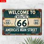 Route 66 Tin Sign - Classic America's Main Street Metal Poster Wall Art