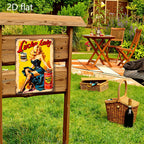 Retro Pin-Up Girl Tin Sign - Classic Motor Oil Metal Poster Wall Art Decor