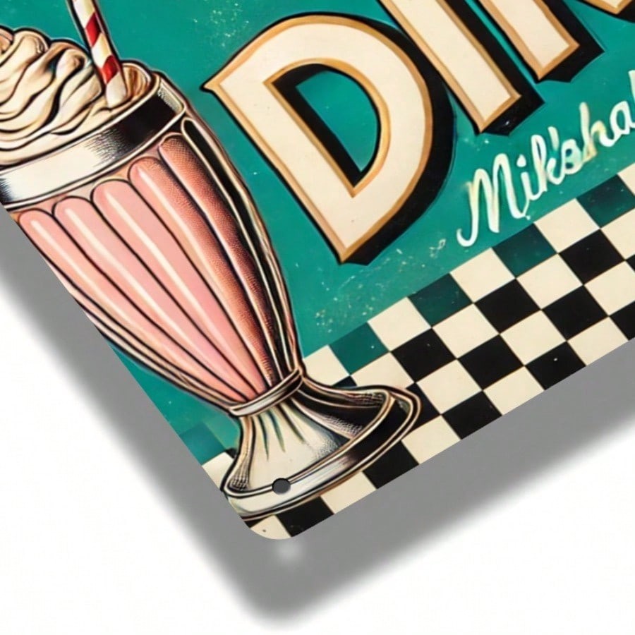 Diner Metal Tin Sign Vintage Welcome To The Diner Milkshake Hamburger Tin Plaque