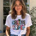 Women Hello Summer Cruise Life Graphic T-Shirt Nautical Beach Vacation Tee