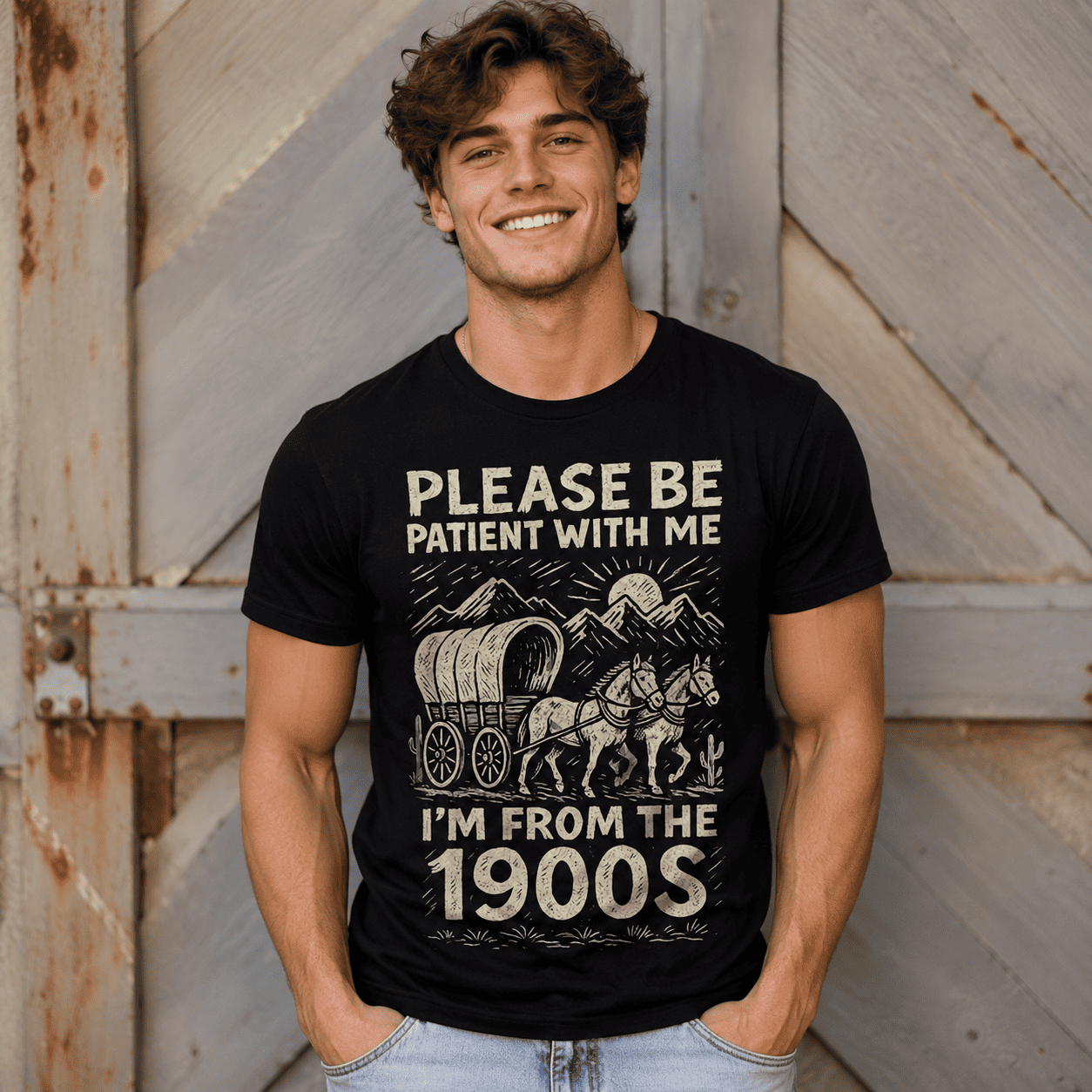 Funny Vintage 1900s Graphic T-Shirt "Please Be Patient with Me- I'm From 1900s"