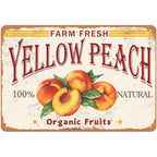 Farmhouse Peach Orchard Tin Sign - Retro Botanical Fruit Market Wall Art Poster