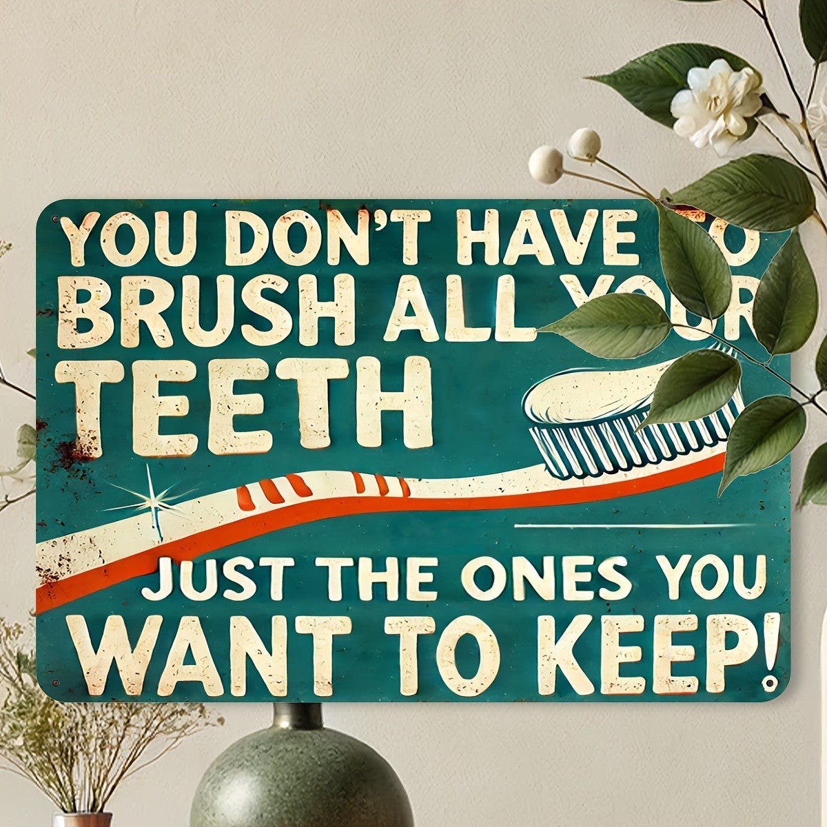 Funny Dental Metal Sign - Retro "Keep Your Teeth" Humorous Tin Wall Decor