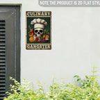 Rustic Culinary Gangster Metal Sign Retro Chef Skull Kitchen Wall Decor