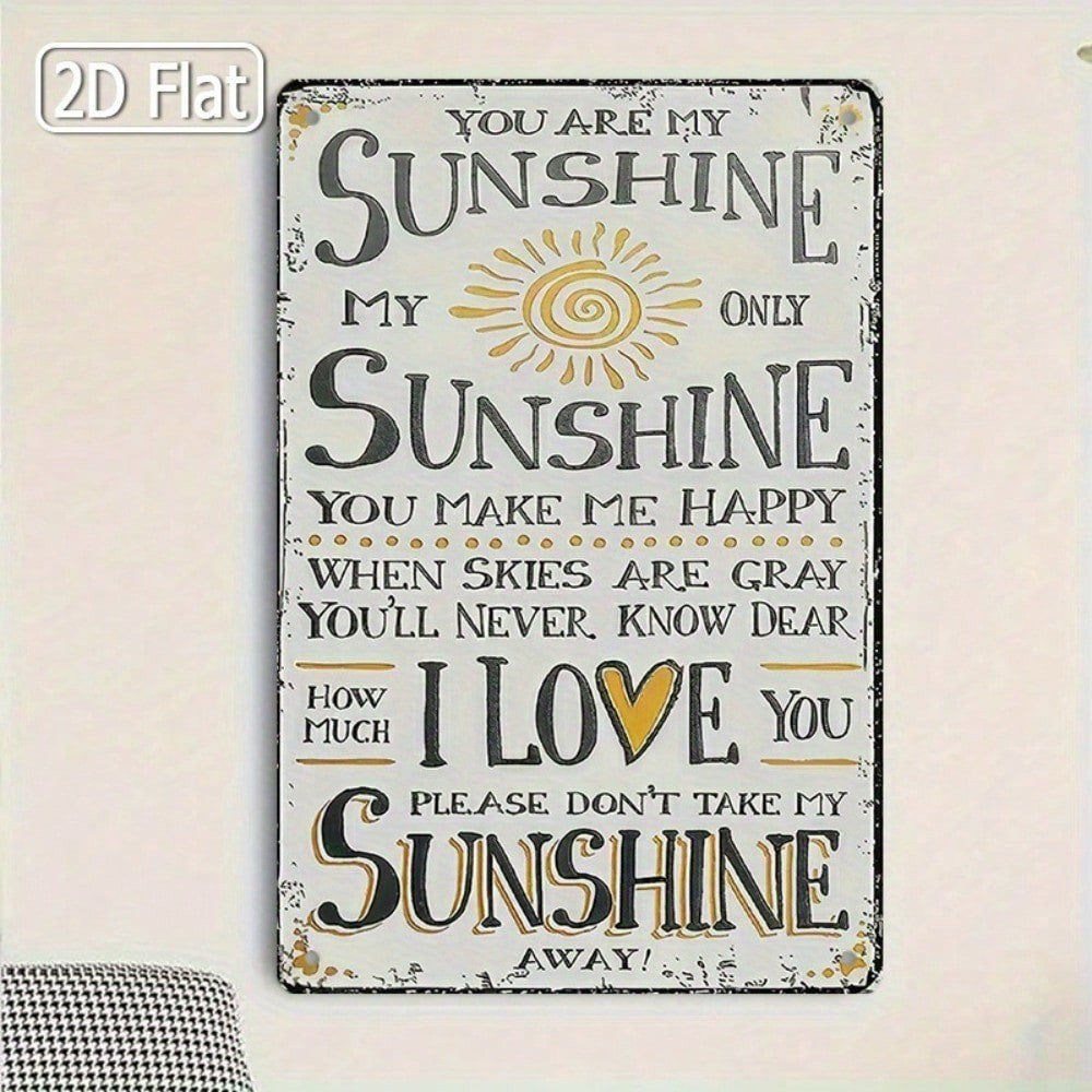 You Are My Sunshine Metal Tin Sign - Vintage Sun Lyric Nursery Kids Wall Decor
