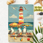 Nautical Seaside Tin Sign - Funny Seagull Metal Poster Wall Art Decor Plaque