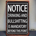 Retro Lounge Metal Tin Sign Humorous Drinking Mandatory Man Cave Garage Wall Art