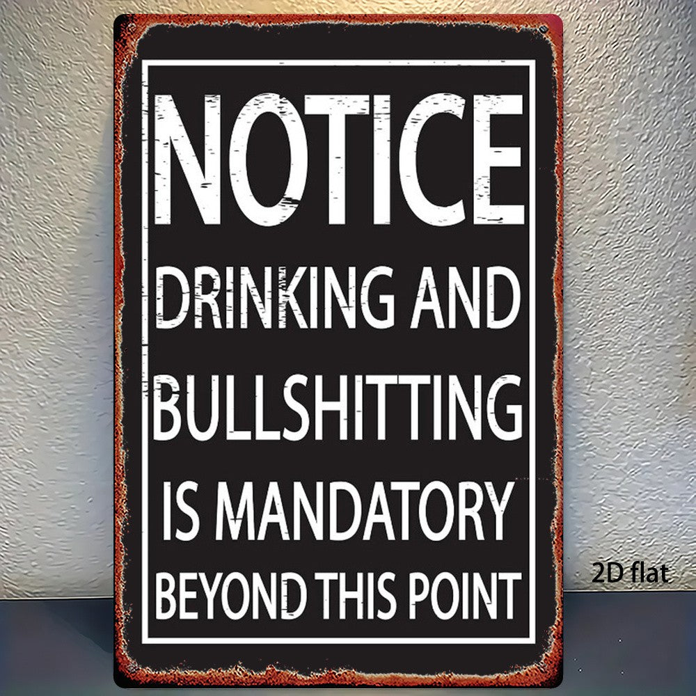 Retro Lounge Metal Tin Sign Humorous Drinking Mandatory Man Cave Garage Wall Art