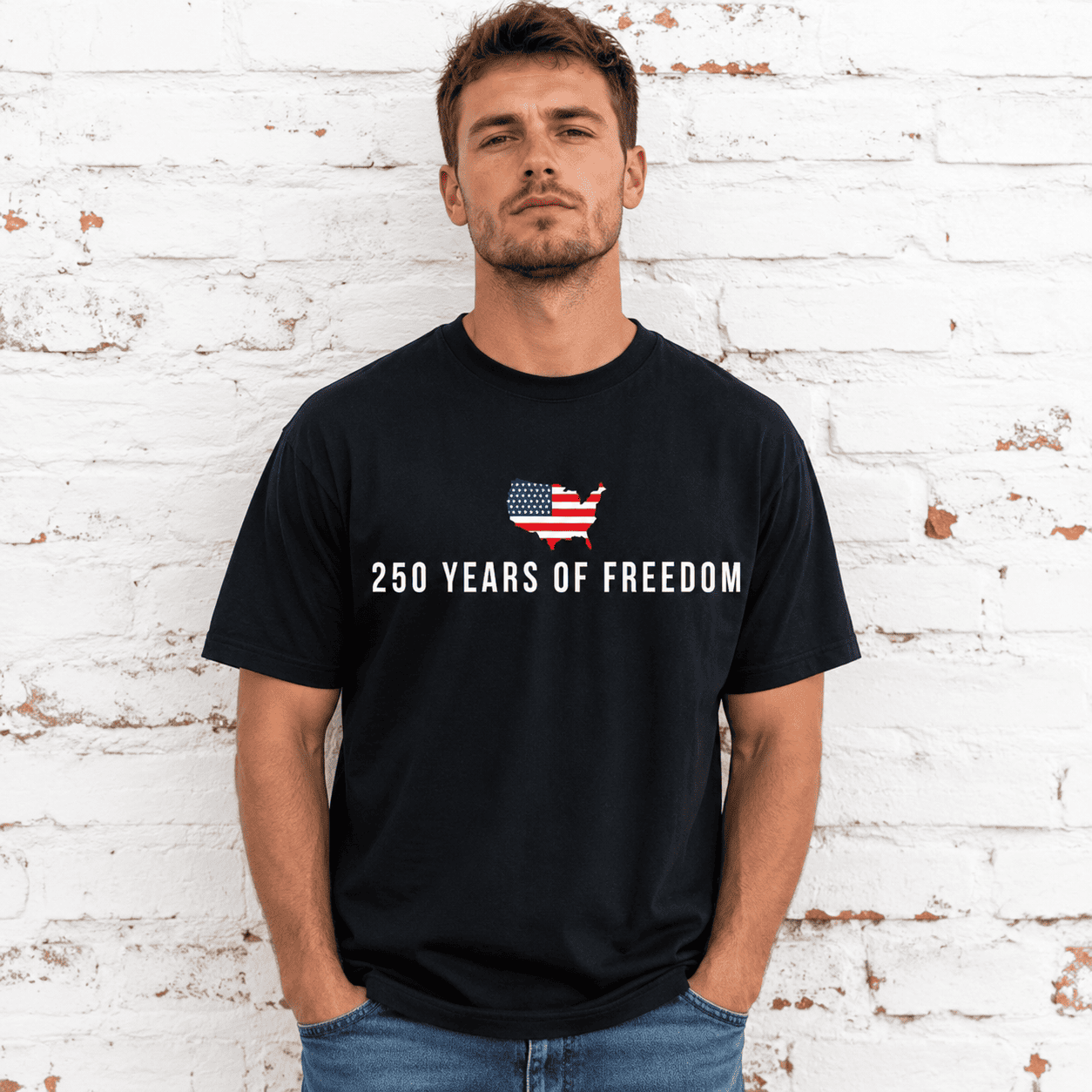 250 Years of Freedom USA Flag T-Shirt 250th Anniversary 4th of July Tee