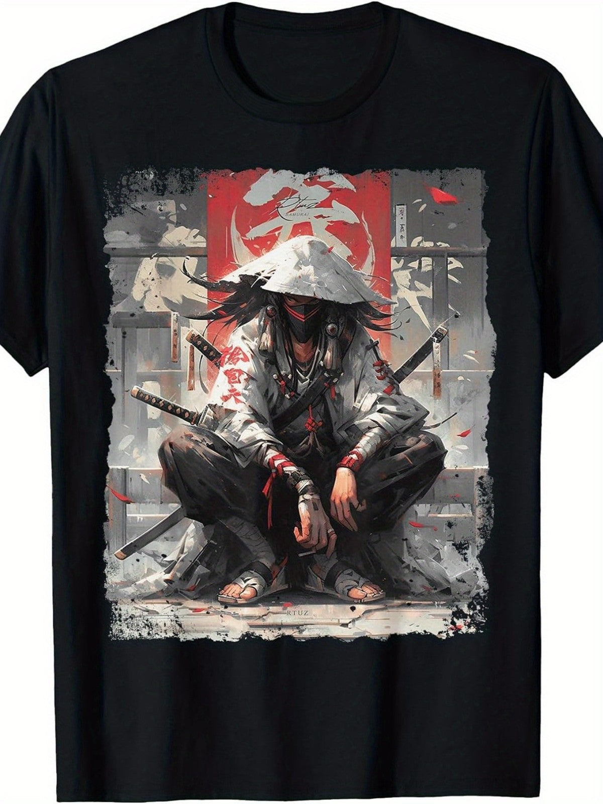 Samurai Katana Ninja Anime Graphic T-Shirt Japanese Streetwear Style Tee