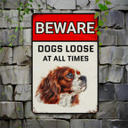 Funny Dog Warning Tin Sign - Cavalier King Charles Spaniel Metal Wall Decor