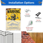 Funny Warning Landmines Metal Sign - Humorous Pet Dog Yard Waste Wall Decor