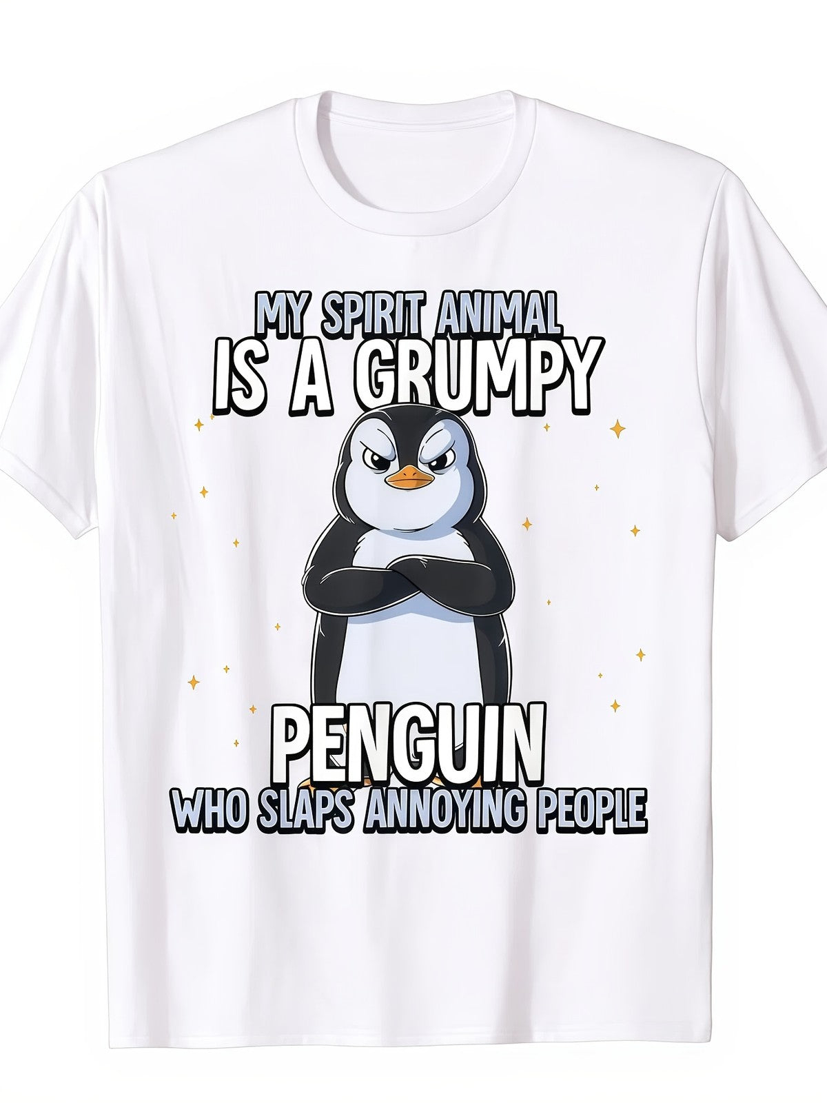 Grumpy Penguin Funny Spirit Animal Humor Graphic T-Shirt Sarcastic Tee