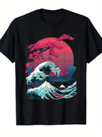 Great Wave Vaporwave Glitch T-Shirt Retro Japanese Hokusai Style Art Tee