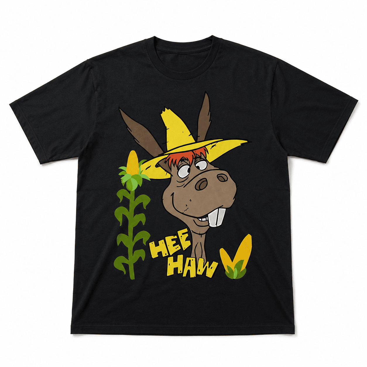 Funny Hee Haw Donkey Graphic T-Shirt Vintage Farm Animal Humor Casual Tee