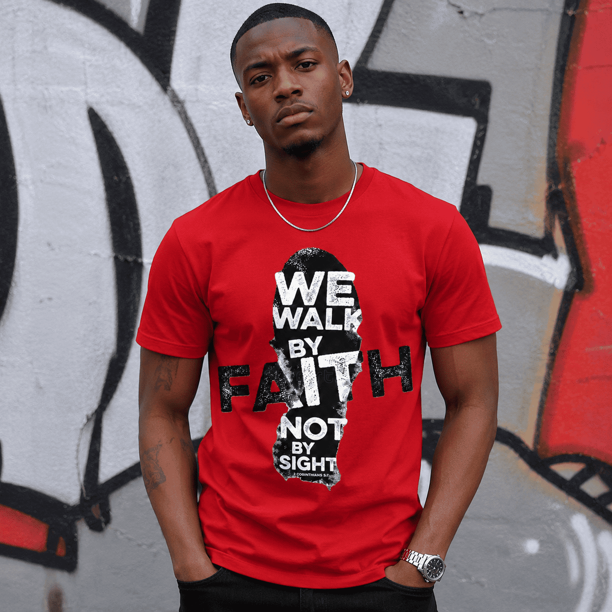 Men’s  Christian Graphic Print Casual Crew Neck T-Shirt Streetwear Fashion Tee