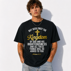 Seek First Kingdom God T Shirt Matthew 6 33 Christian Cross Faith Tee
