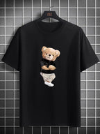 Cute Teddy Bear Graphic T-Shirt Men Funny Cartoon Casual Street Tee