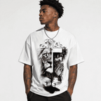 Lion of Judah and Jesus Crown of Thorns Graphic Tee - Christian Faith T-Shirt