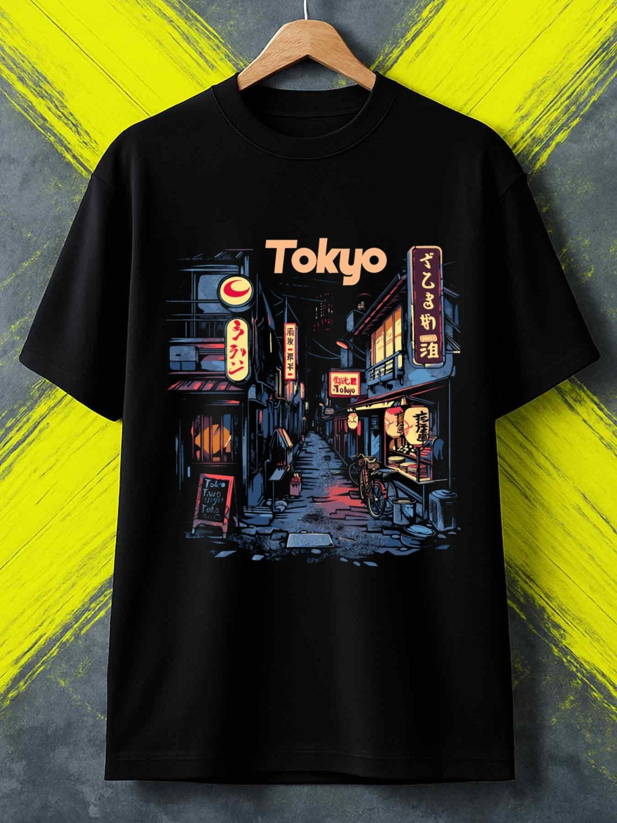 Tokyo Streetwear Tee - Japanese Alleyway Graphic - Retro Neon Night T-Shirt
