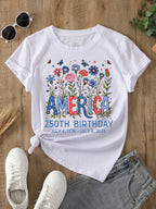 Women's USA 250th Birthday 1776–2026 Floral Butterfly Patriotic T-Shirt