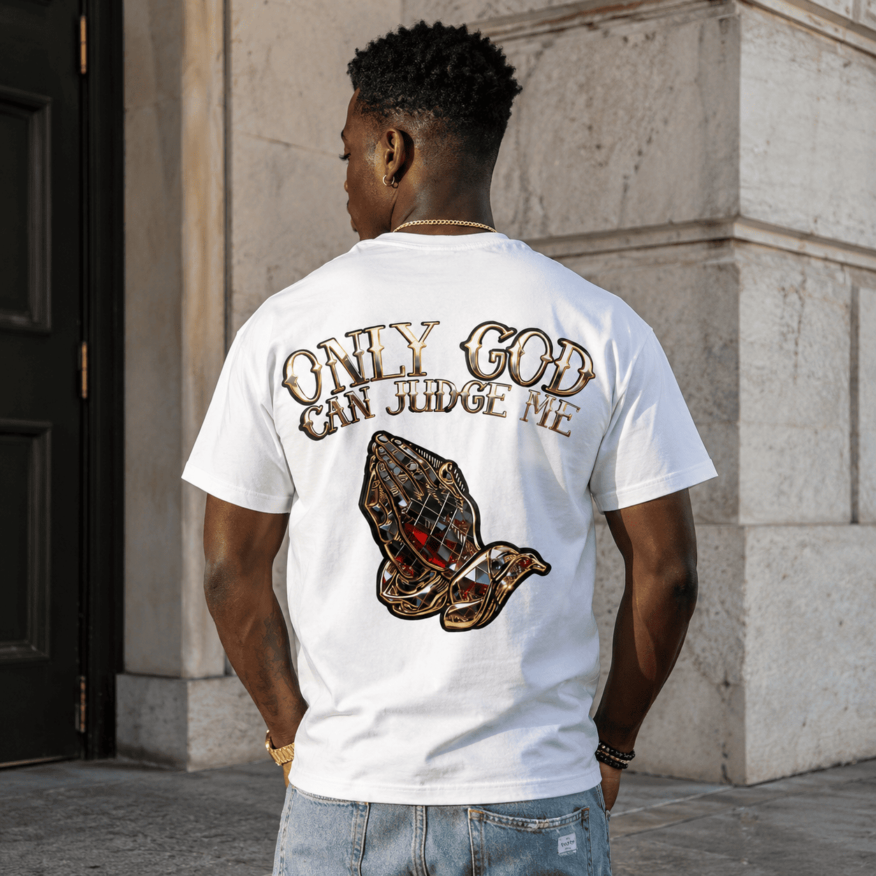 Only God Can Judge Me T-Shirt Men Graphic Tee Christian Faith Streetwear