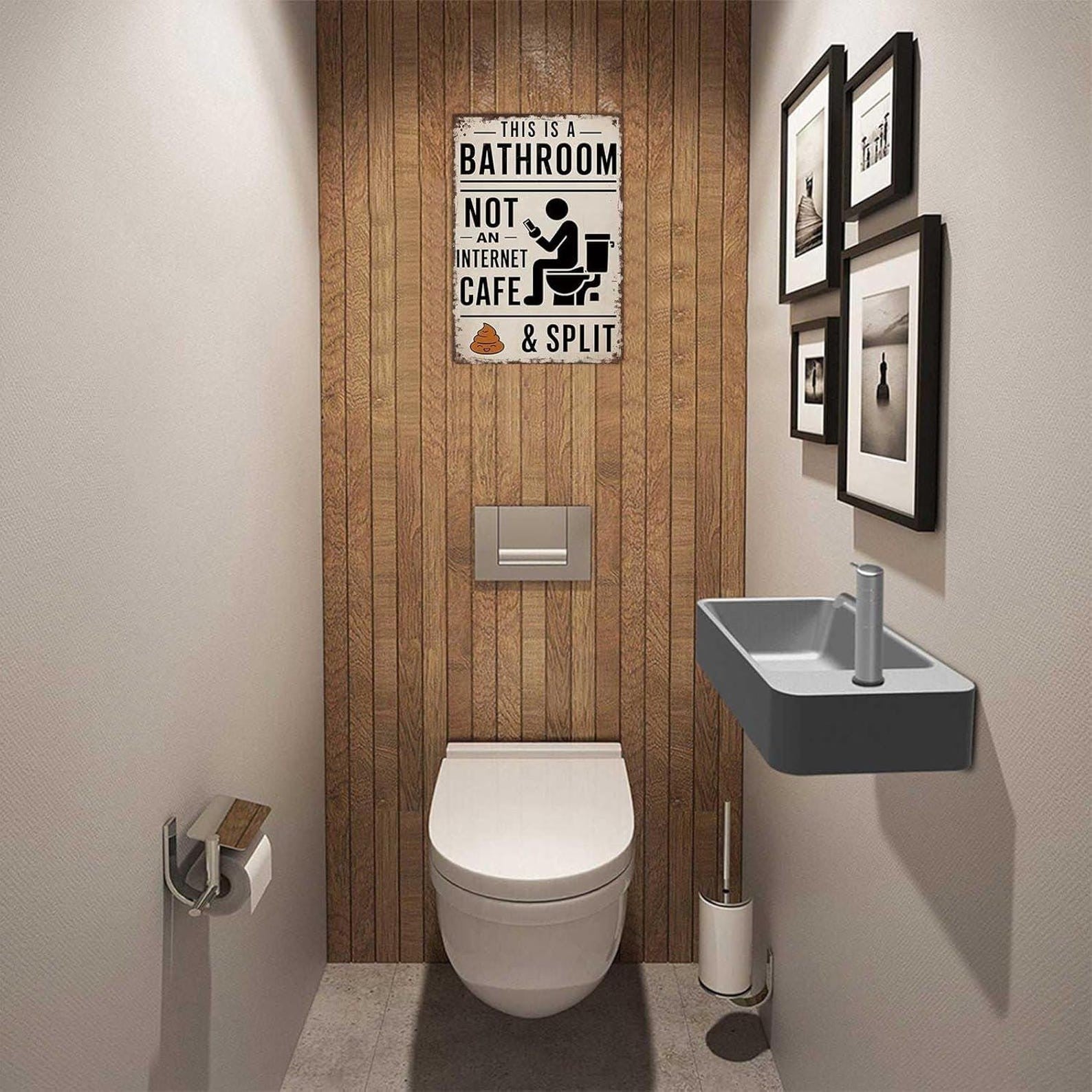 Funny Bathroom Metal Tin Sign Vintage Farmhouse Washroom Wall Decor Plaque