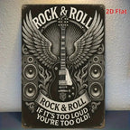 Classic Rock Music Tin Sign - Electric Guitar Metal Poster Wall Art Decor