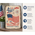 July 4th Independence Day Tin Sign American Flag Metal Sign Patriotic Wall Decor