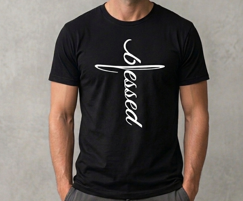 Blessed Cross T-Shirt - Christian Faith Graphic Tee - Religious Gift Shirt