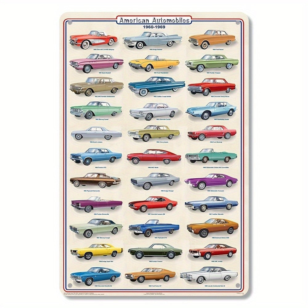 1960s American Cars Metal Sign - Classic Auto Enthusiast Tin Wall Art