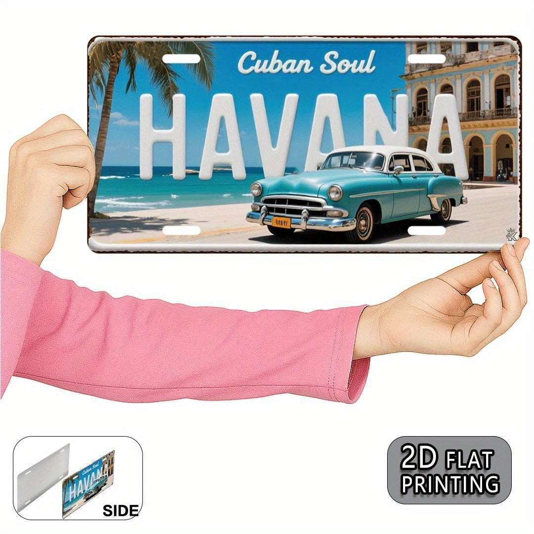 Havana Cuba Retro Metal License Plate Sign Classic Car Wall Decor 6x12