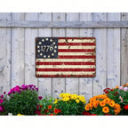 Patriotic 1776 Betsy Ross Tin Sign - Vintage American Revolutionary Metal Art